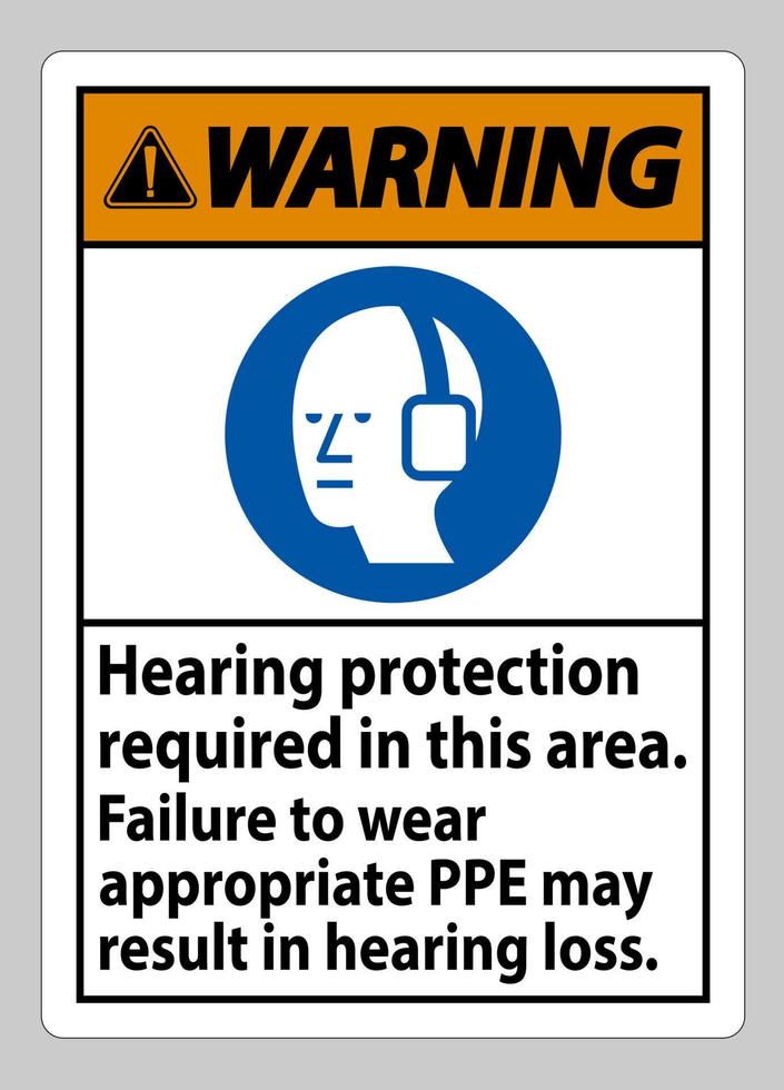 señal de advertencia se requiere protección auditiva en esta área, no usar el equipo de protección personal adecuado puede resultar en pérdida de audición vector