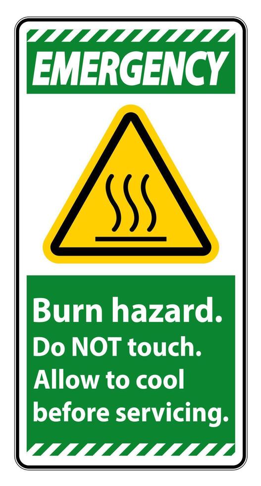 Emergency Burn hazard safety,Do not touch label Sign on white background vector