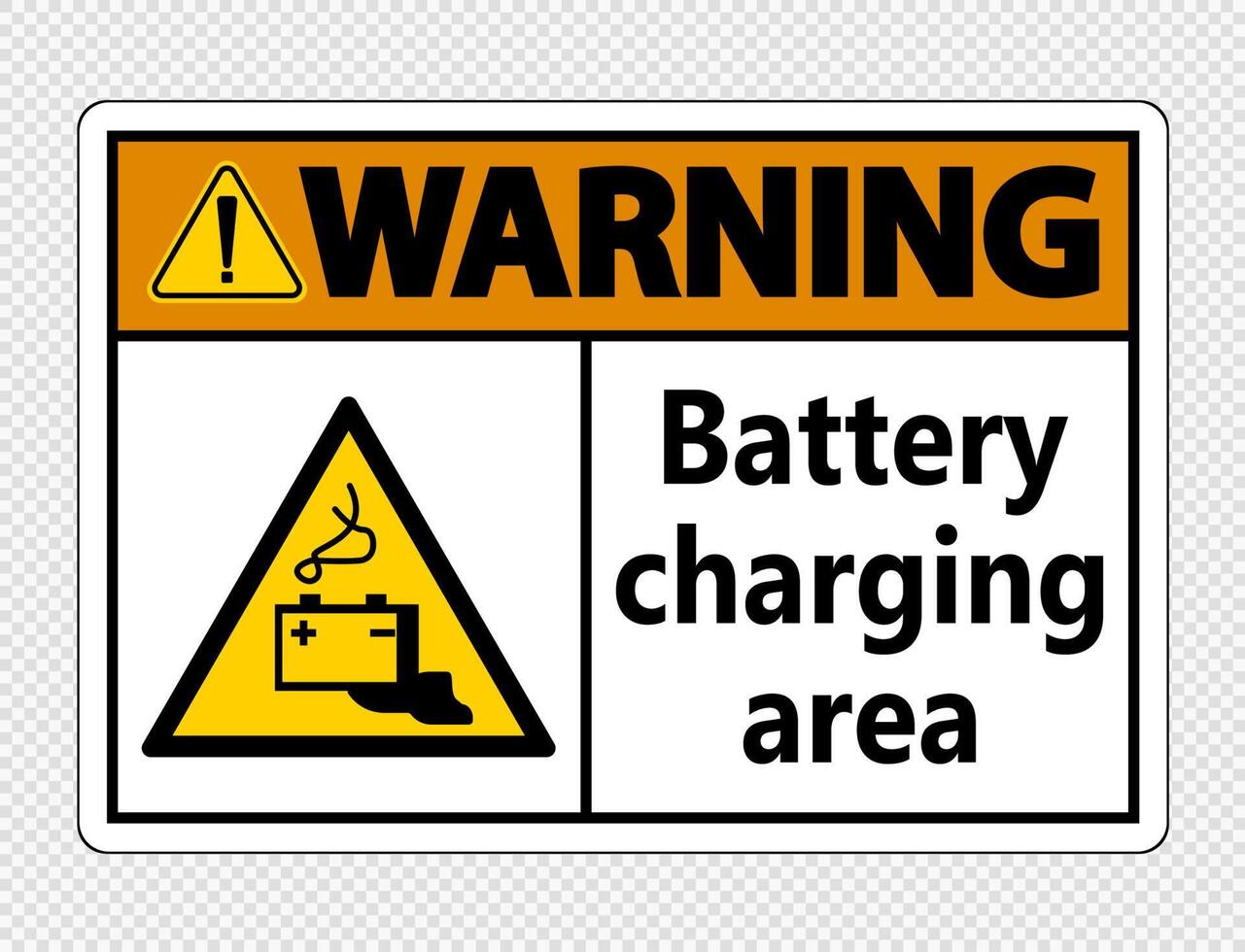 Warning battery charging area Sign on transparent background vector