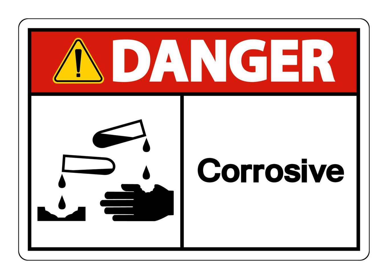 Danger Corrosive Symbol Sign on white background vector