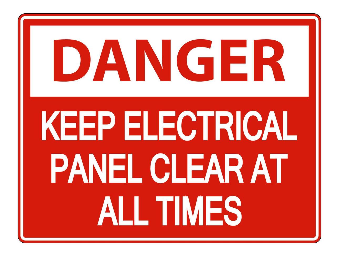 Danger Keep Electrical Panel Clear at all Times Sign on white background vector