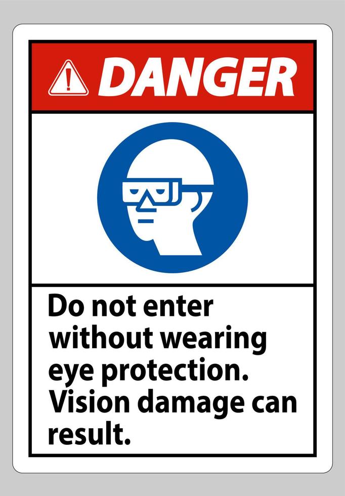 señal de peligro no ingrese sin usar protección para los ojos, puede dañar la visión vector
