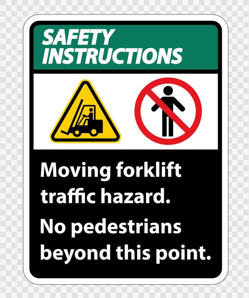 Moving forklift traffic hazard,No pedestrians beyond this point,Symbol Sign Isolate on transparent Background,Vector Illustration vector