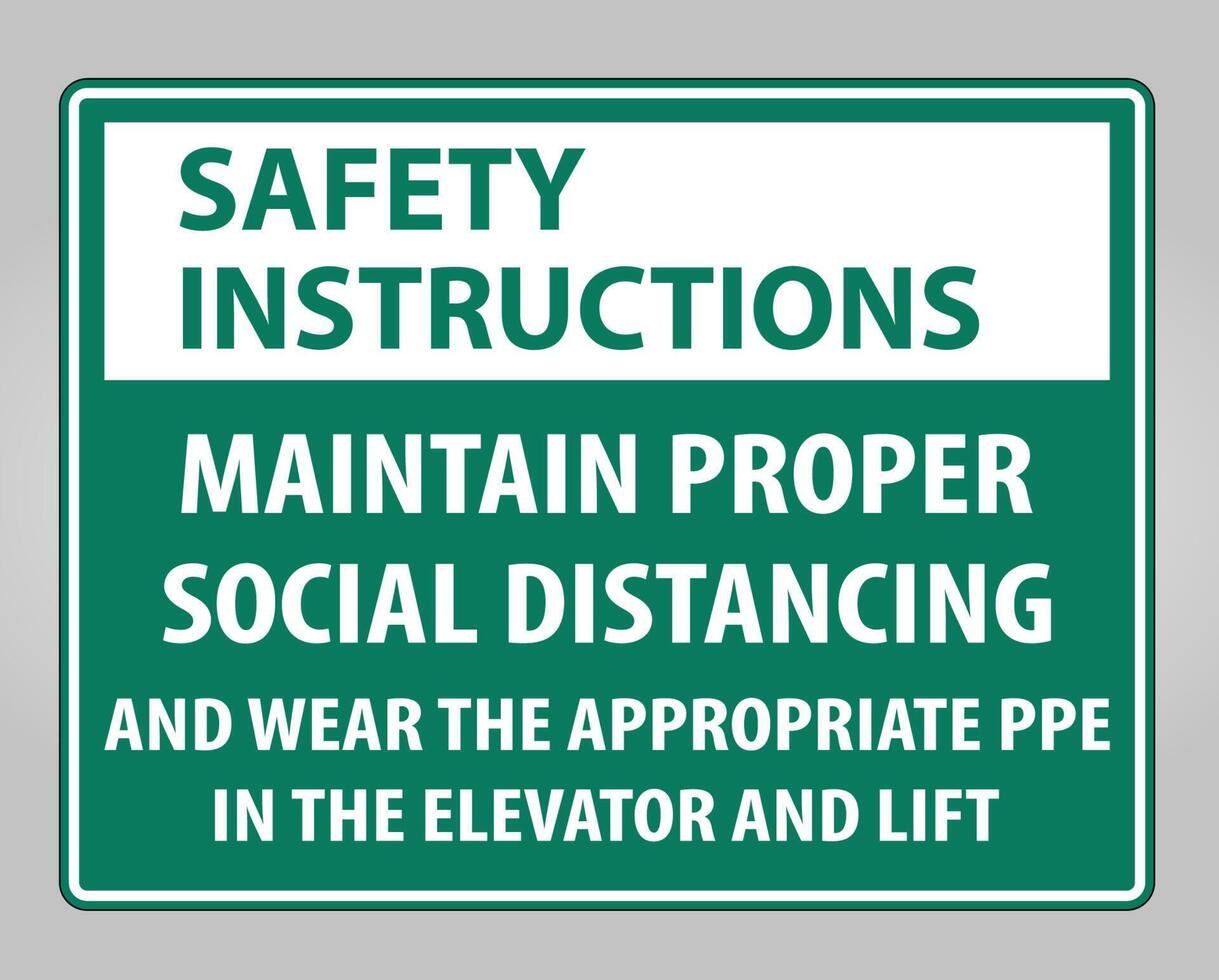 Safety Instructions Maintain Proper Social Distancing Sign Isolate On White Background,Vector Illustration EPS.10 vector