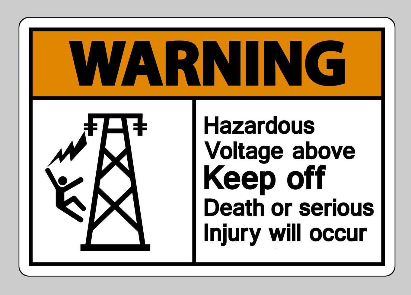 advertencia voltaje peligroso por encima de evitar la muerte o se producirán lesiones graves símbolo signo vector