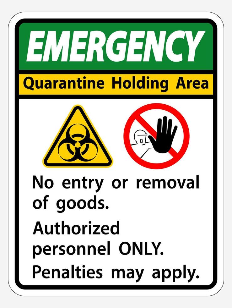 Emergency Quarantine Holding Area Sign Isolated On White Background,Vector Illustration EPS.10 vector