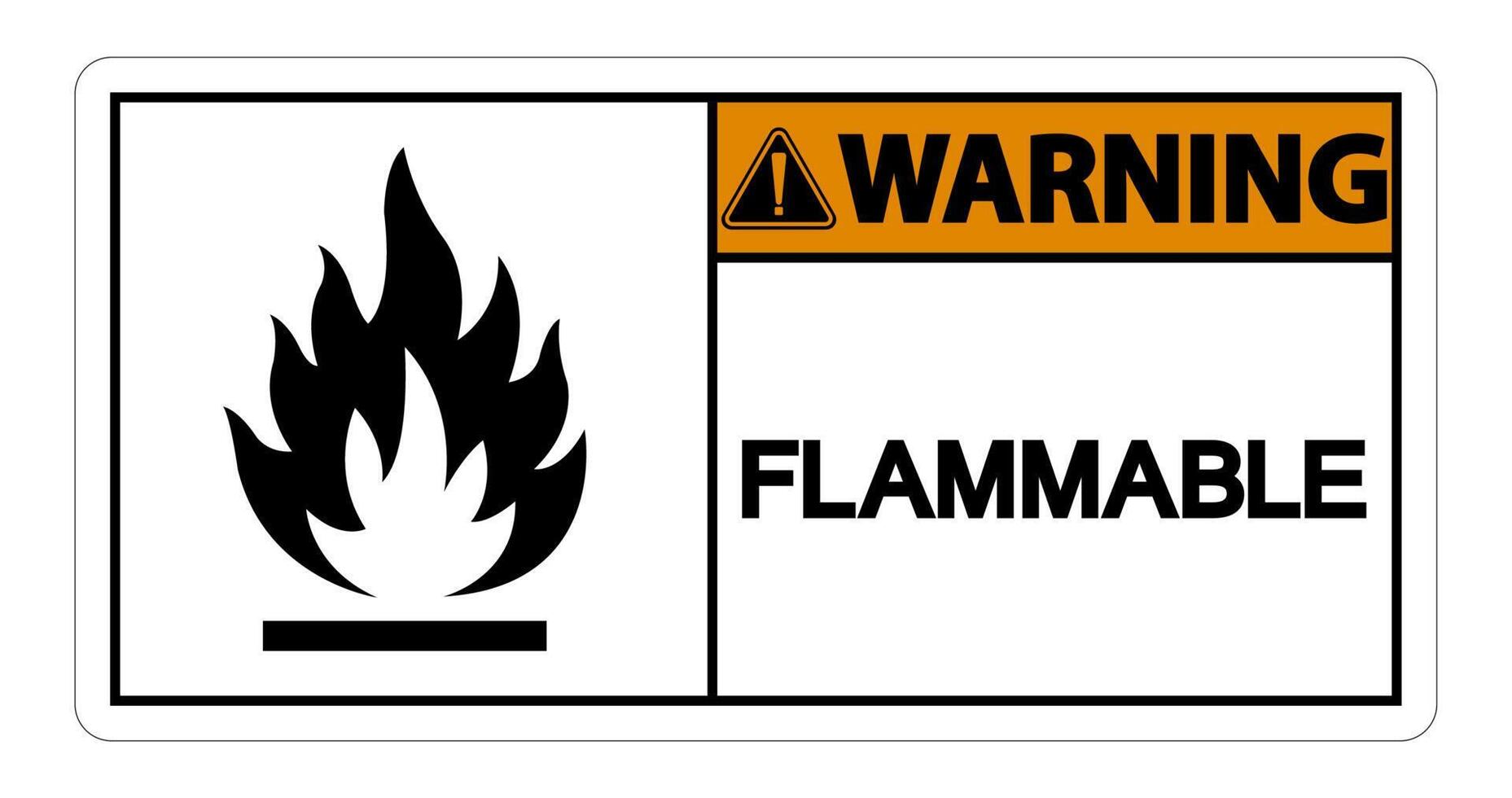 Señal de advertencia símbolo inflamable sobre fondo blanco. vector