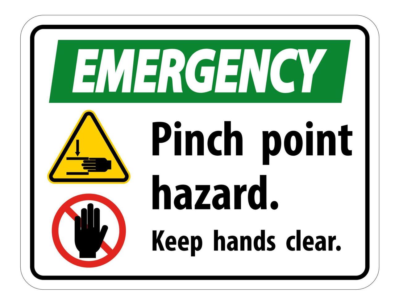 Emergency Pinch Point Hazard,Keep Hands Clear Symbol Sign Isolate on White Background,Vector Illustration vector