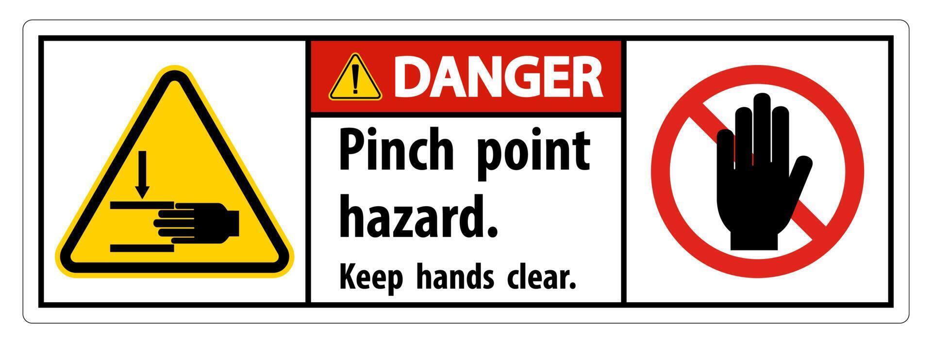 Danger Pinch Point Hazard,Keep Hands Clear Symbol Sign Isolate on White Background,Vector Illustration vector