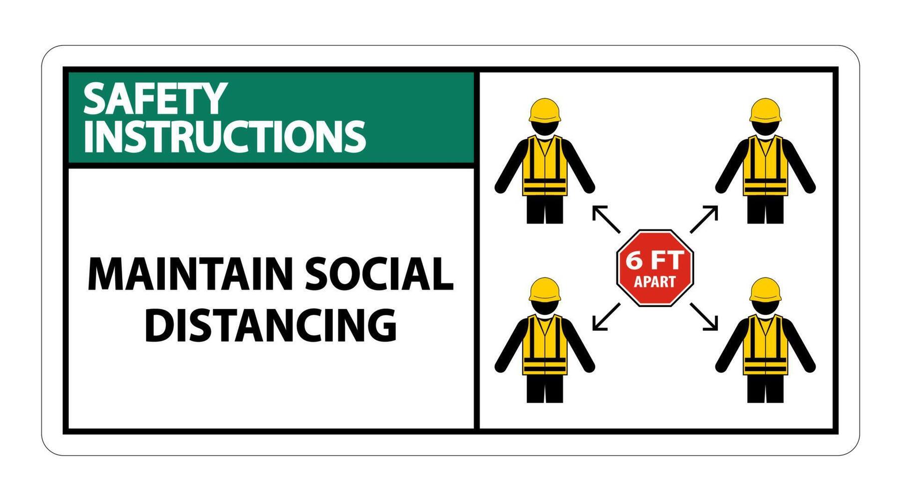 Safety Instructions Maintain social distancing, stay 6ft apart sign,coronavirus COVID-19 Sign Isolate On White Background,Vector Illustration EPS.10 vector