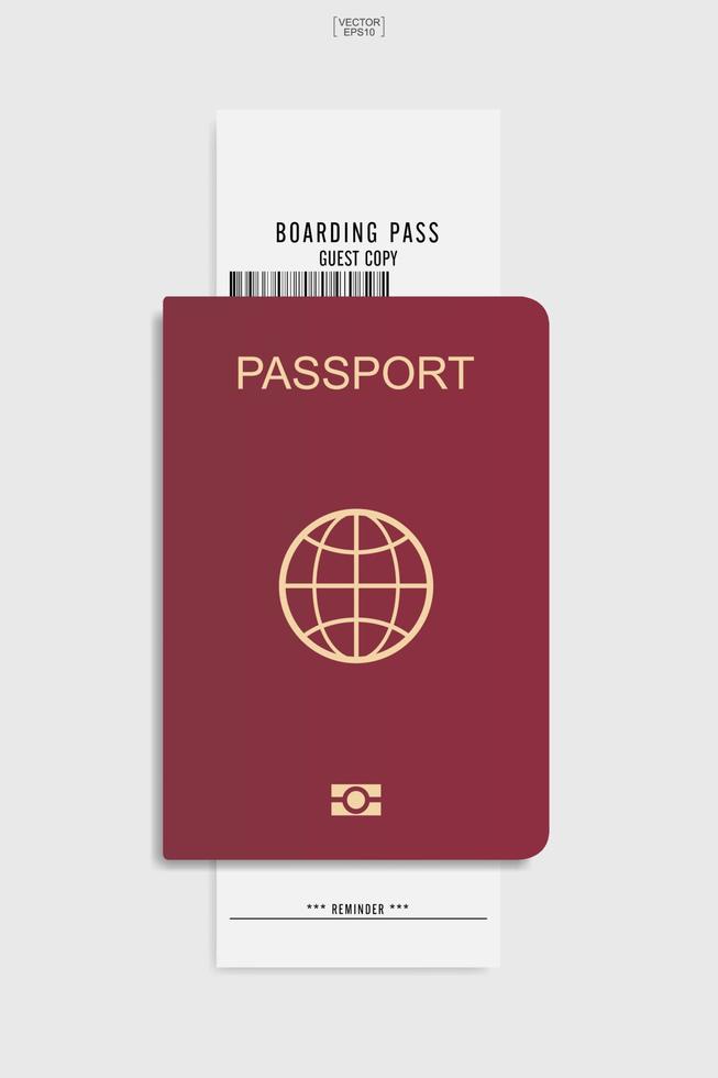 pasaporte y boleto de embarque sobre fondo blanco. vector. vector