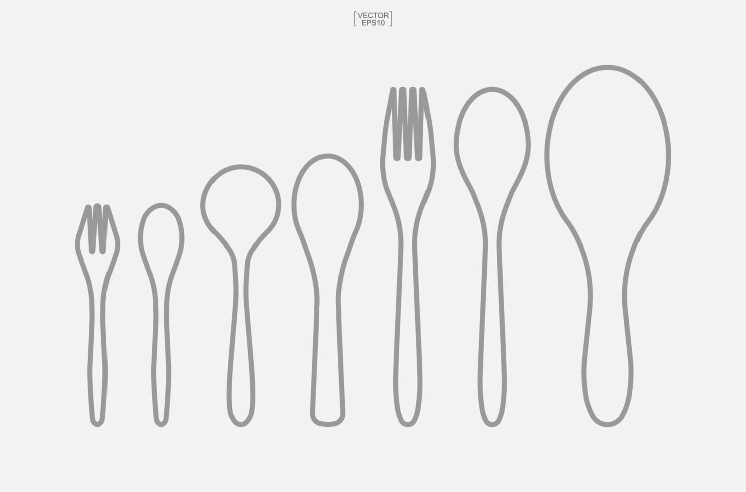 conjunto de iconos de cuchara y tenedor. signo y símbolo de utensilios de cocina. vector. vector