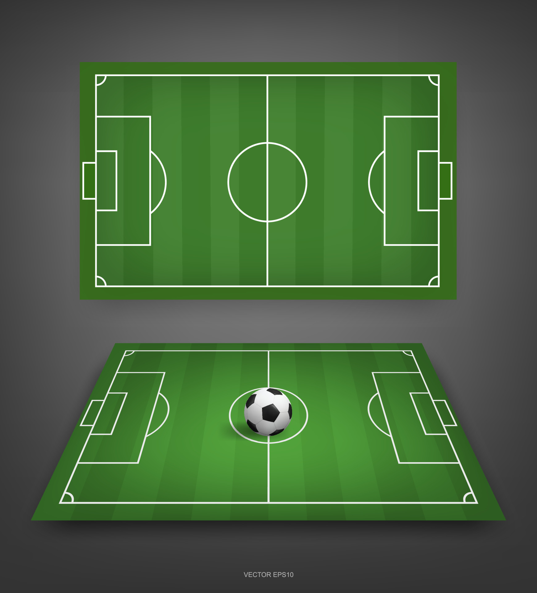 Football field or soccer field background with football ball. Green grass  court for create soccer game. Vector. 3715538 Vector Art at Vecteezy