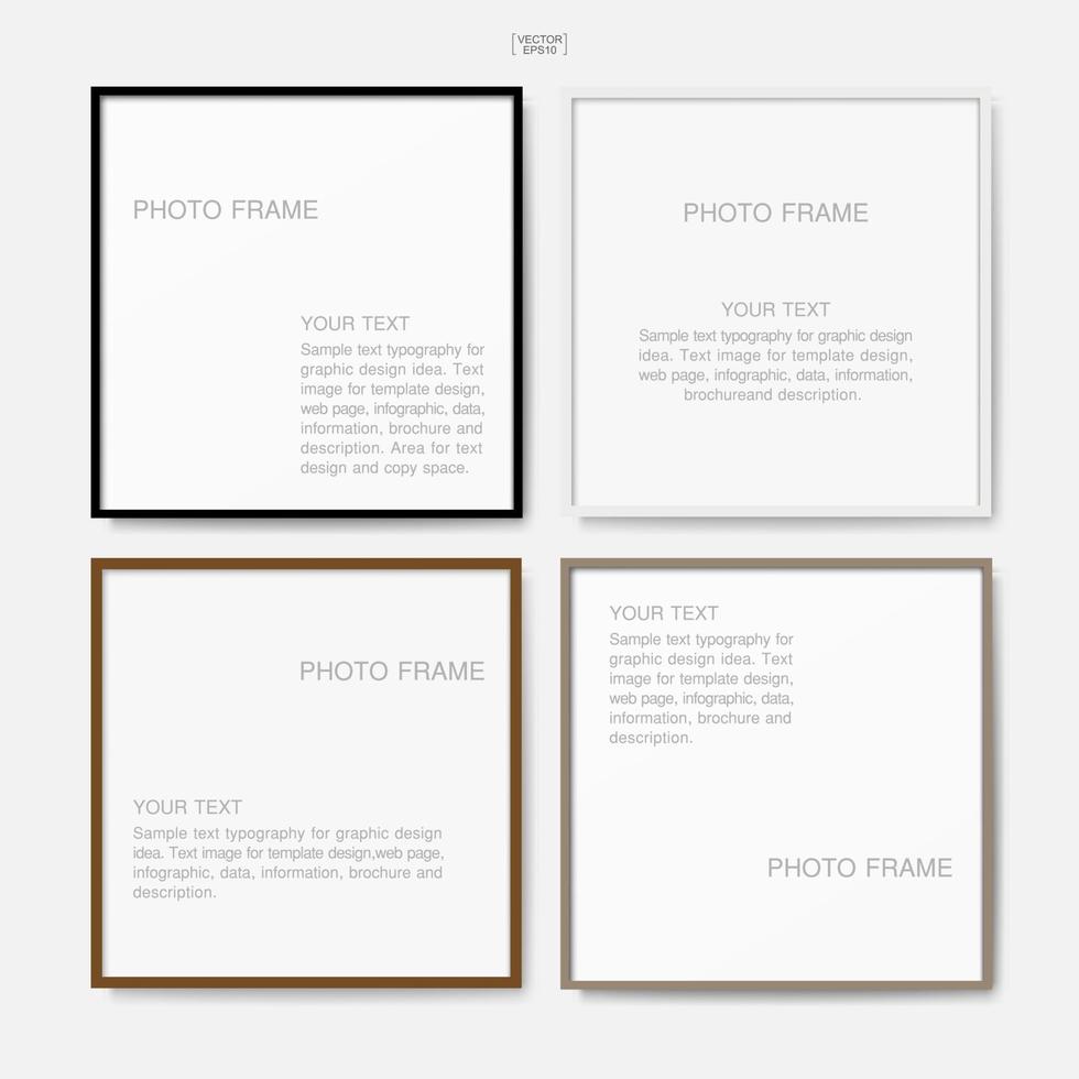 Wooden photo frame or picture frame for interior design and decoration. Vector. vector