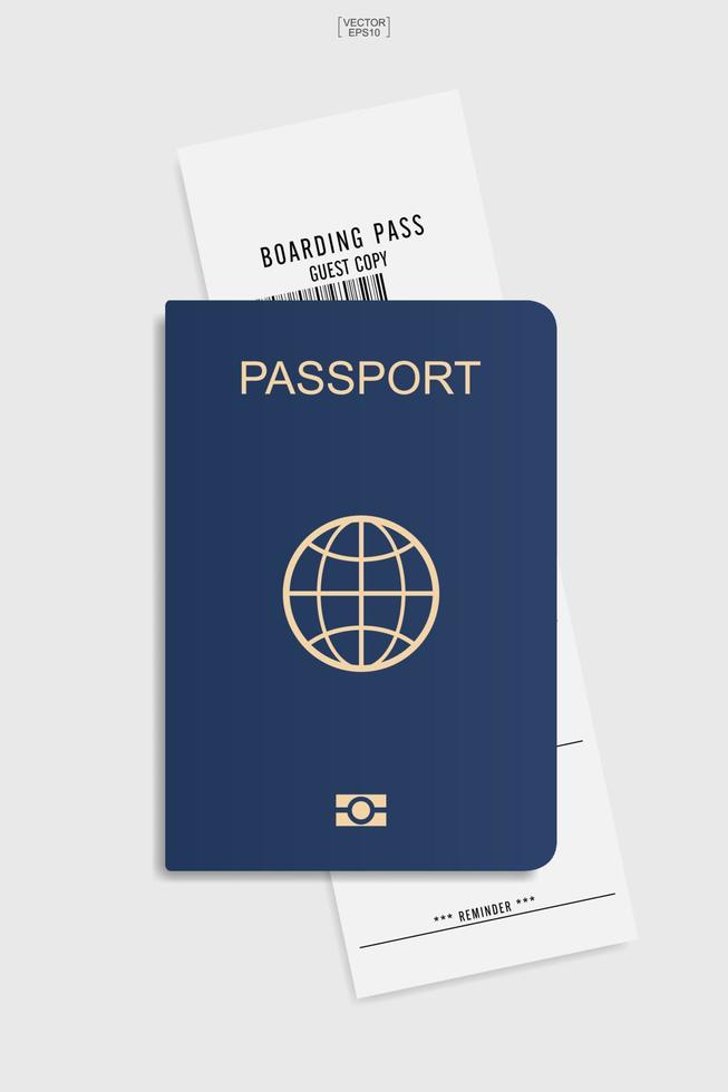 pasaporte y boleto de embarque sobre fondo blanco. vector. vector