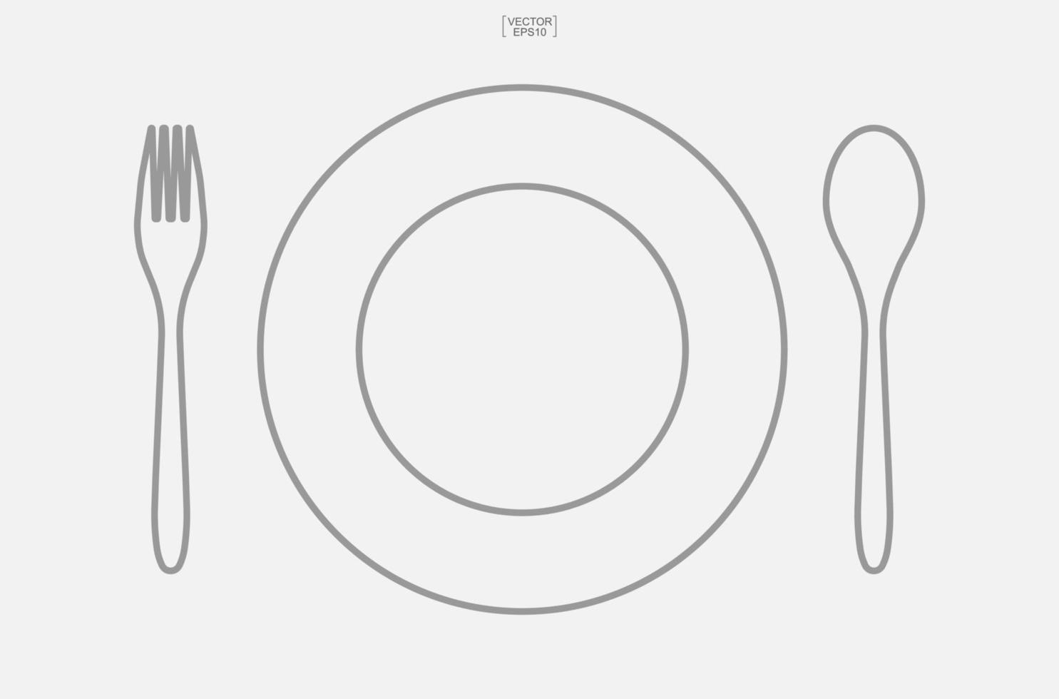 icono de cuchara, plato y tenedor. conjunto de signo y símbolo de utensilios de cocina. vector. vector