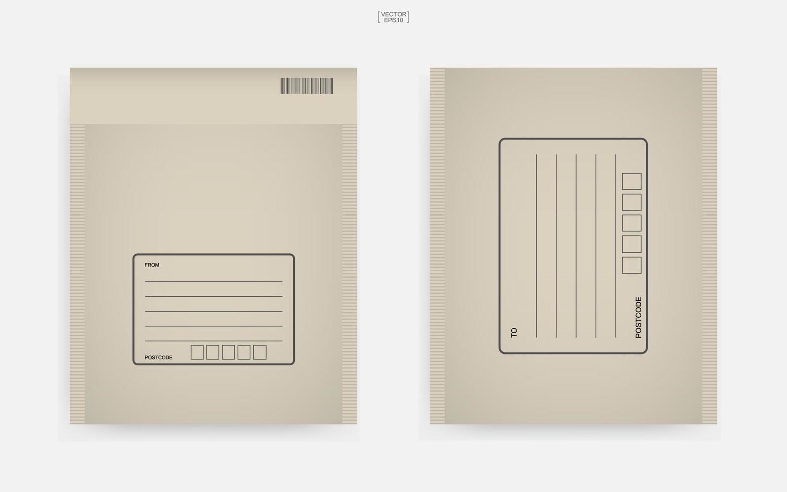 Brown paper envelope. Shipping parcel with area for write address. Object delivery for online shopping. Vector. vector