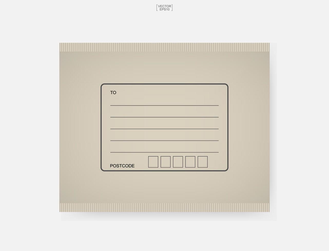 Brown paper envelope. Shipping parcel with area for write address. Object delivery for online shopping. Vector. vector