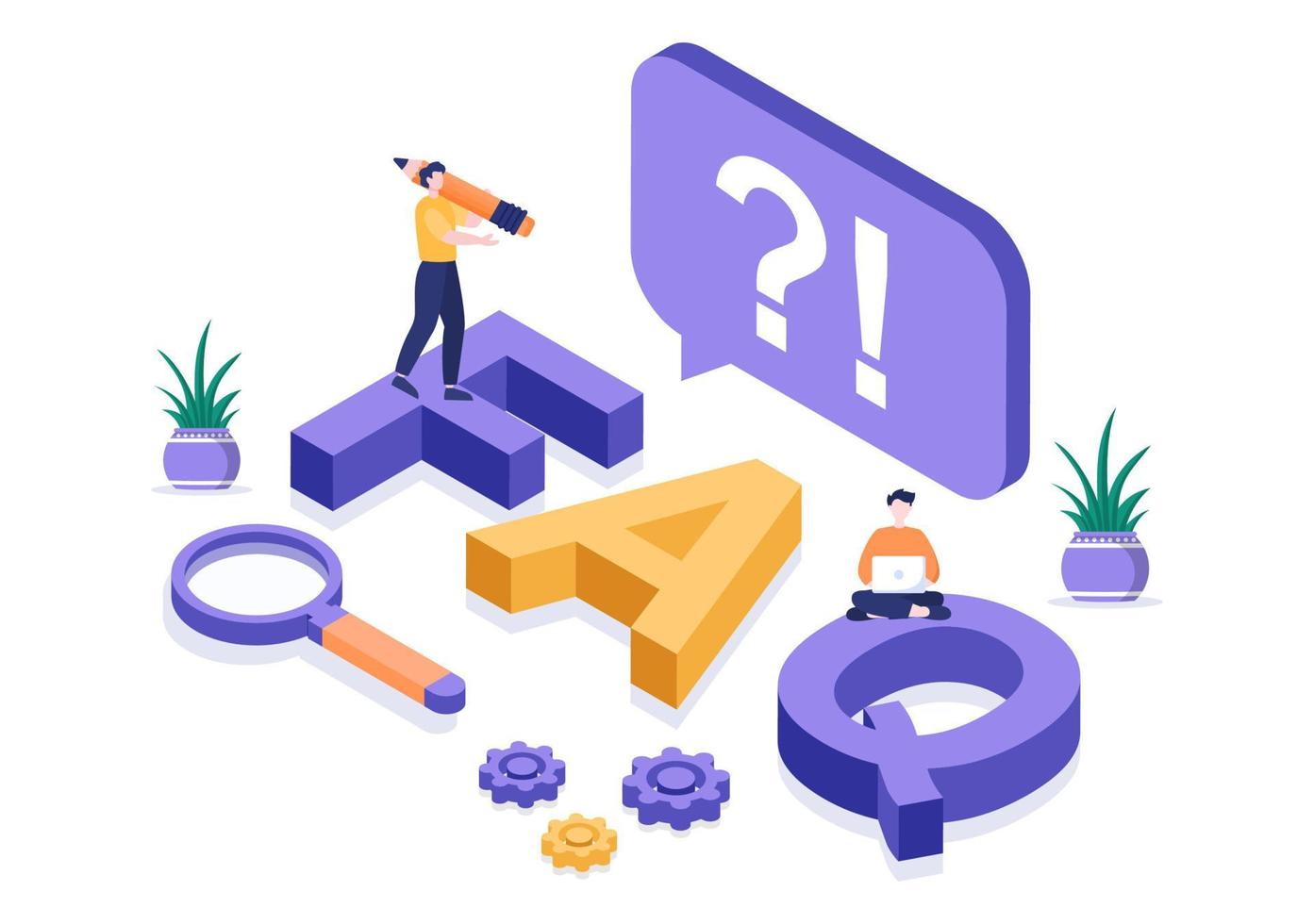 FAQ or Frequently Asked Questions for Website, Blogger Helpdesk, Clients Assistance, Helpful Information, Guides. Background Vector Illustration