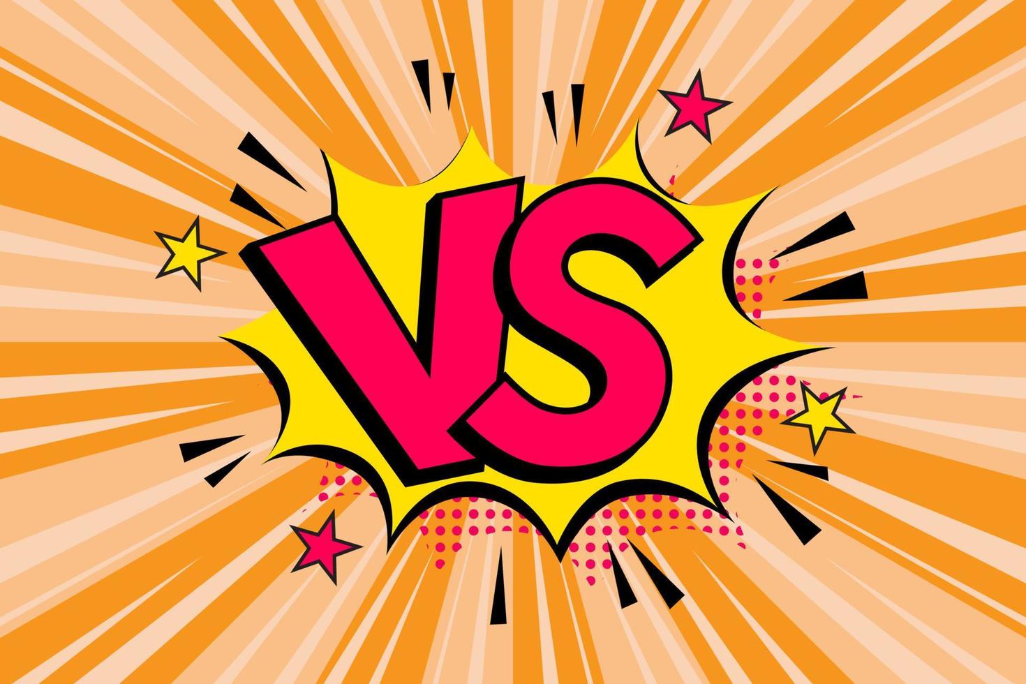 Versus VS letters fight backgrounds in flat comics style design with halftone, lightning. Vector illustration