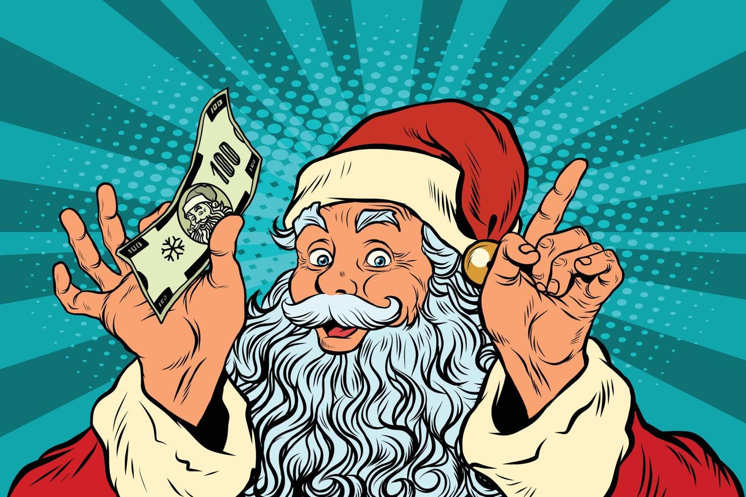 Santa Claus with money, New year and Christmas vector