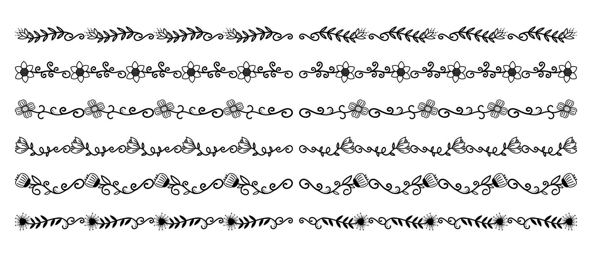 Hand Drawn Borders Elements Set Collection, floral Swirl ornament Vector