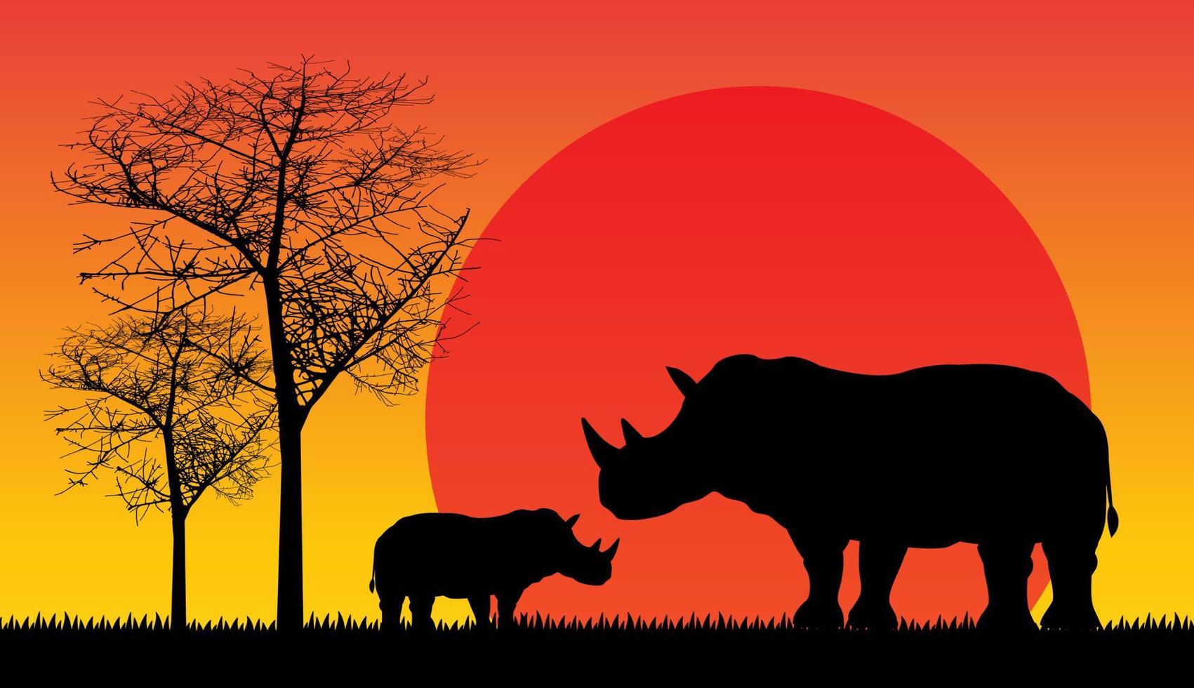 rhinoceros shadow isolated vector