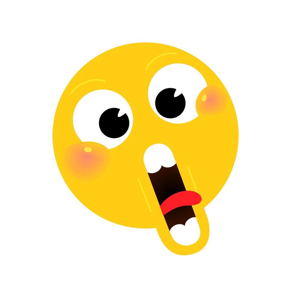 Illustration, wild emoticon icon. Vector. Astonished character. Kawaii ironic character. Yellow-faced round bun. vector