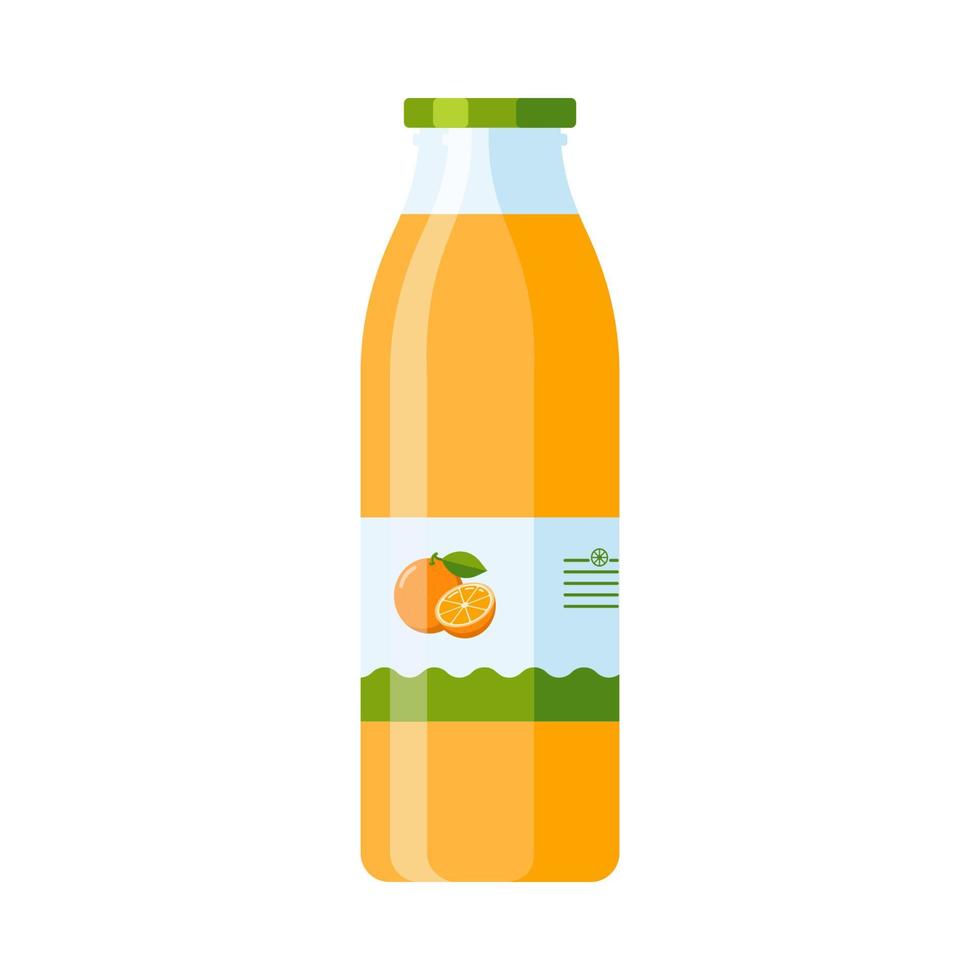 botella de vidrio de jugo de naranja vector