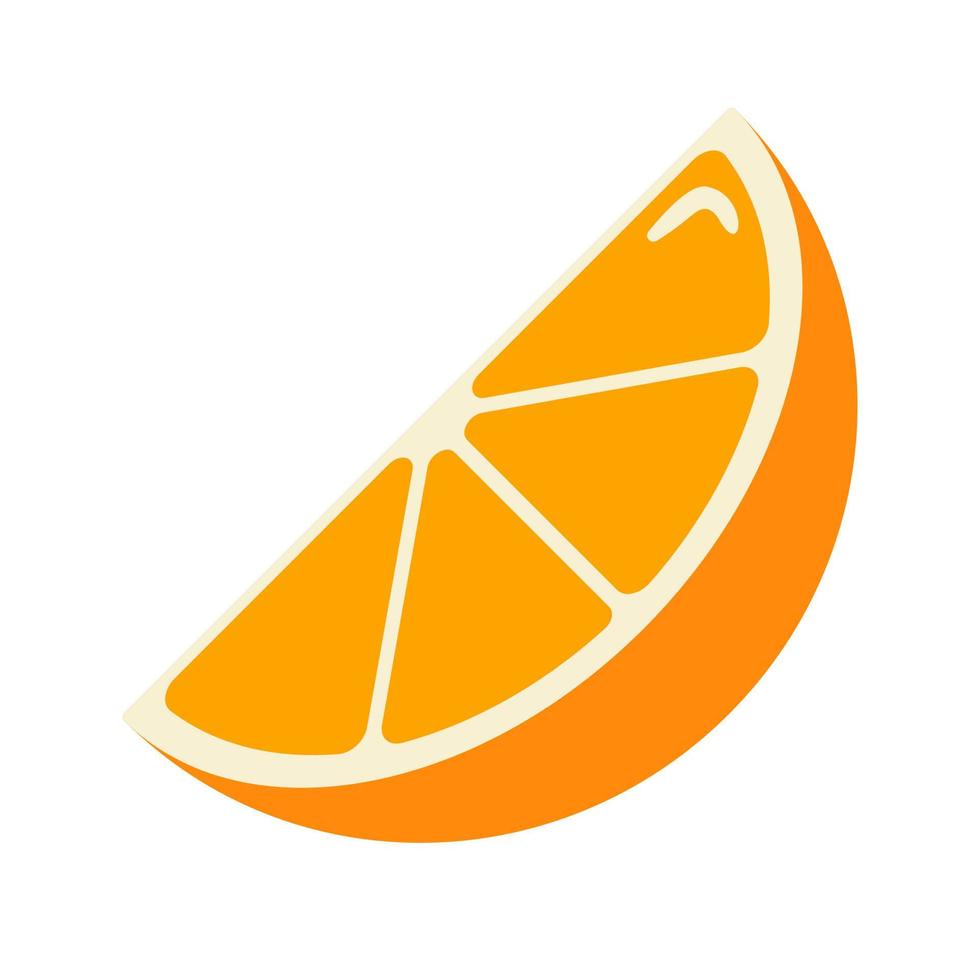 rodaja de naranja madura. estilo plano. pieza de icono de fruta naranja para logotipo, menú, pegatinas, impresiones, diseño de paquete de alimentos vector