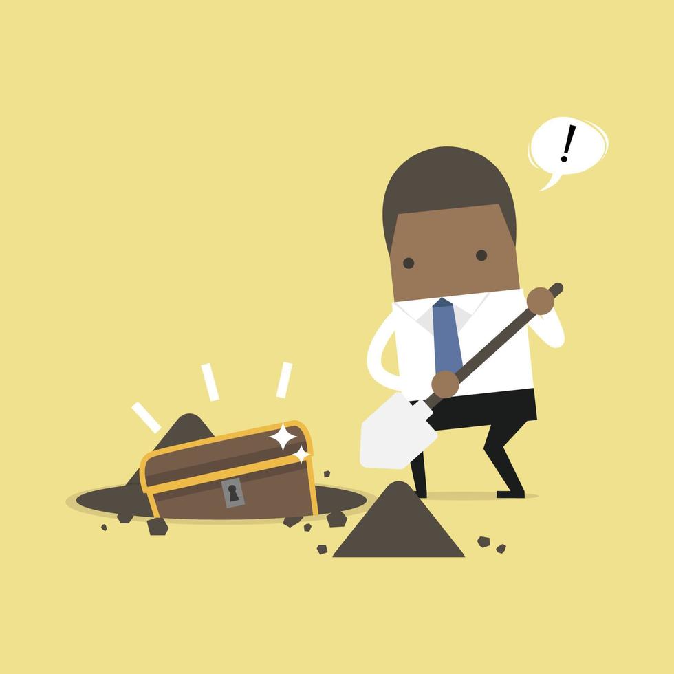 African businessman digging ground for a treasure. vector