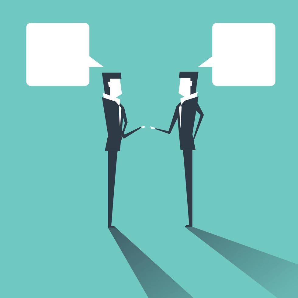 Two business men talking. Conversation with bubbles. vector