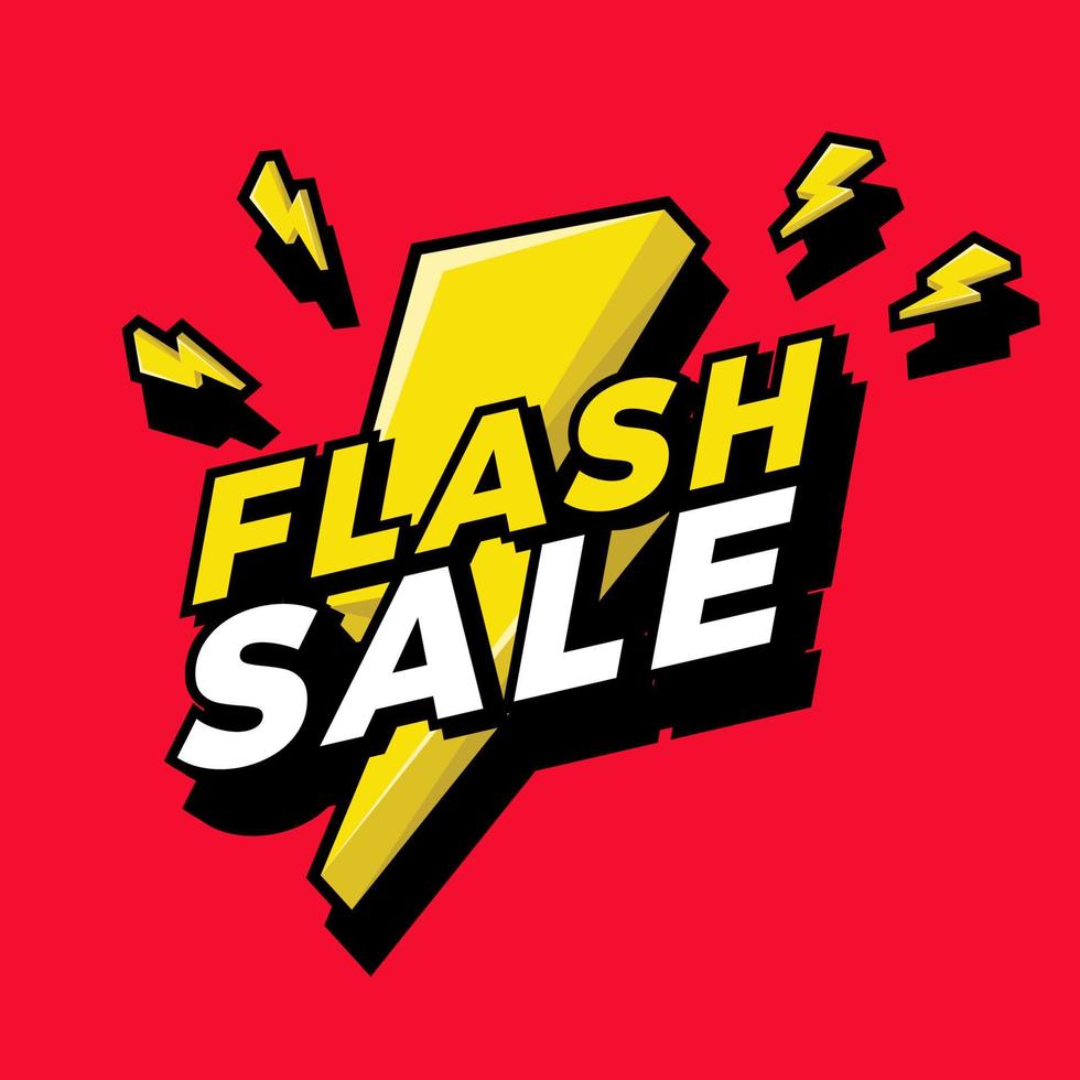 Ultra Dynamic 3D Flash Sale Sign with Bright Yellow Lightening Bolt. vector