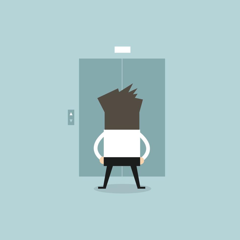 Businessman waiting for the elevator. vector