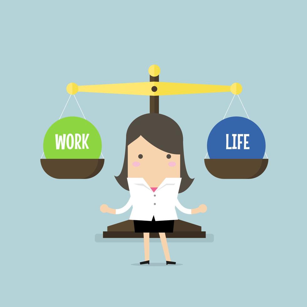 Businesswoman balance Work and life. vector