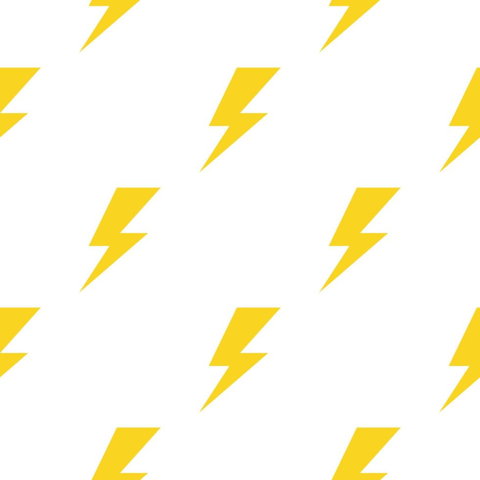Lightning or thunder sign symbol pattern on the white background. Seamless vector. vector