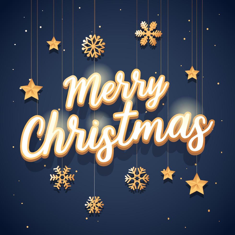 Merry Christmas text with elegant and luxurious style and vintage gold. vector