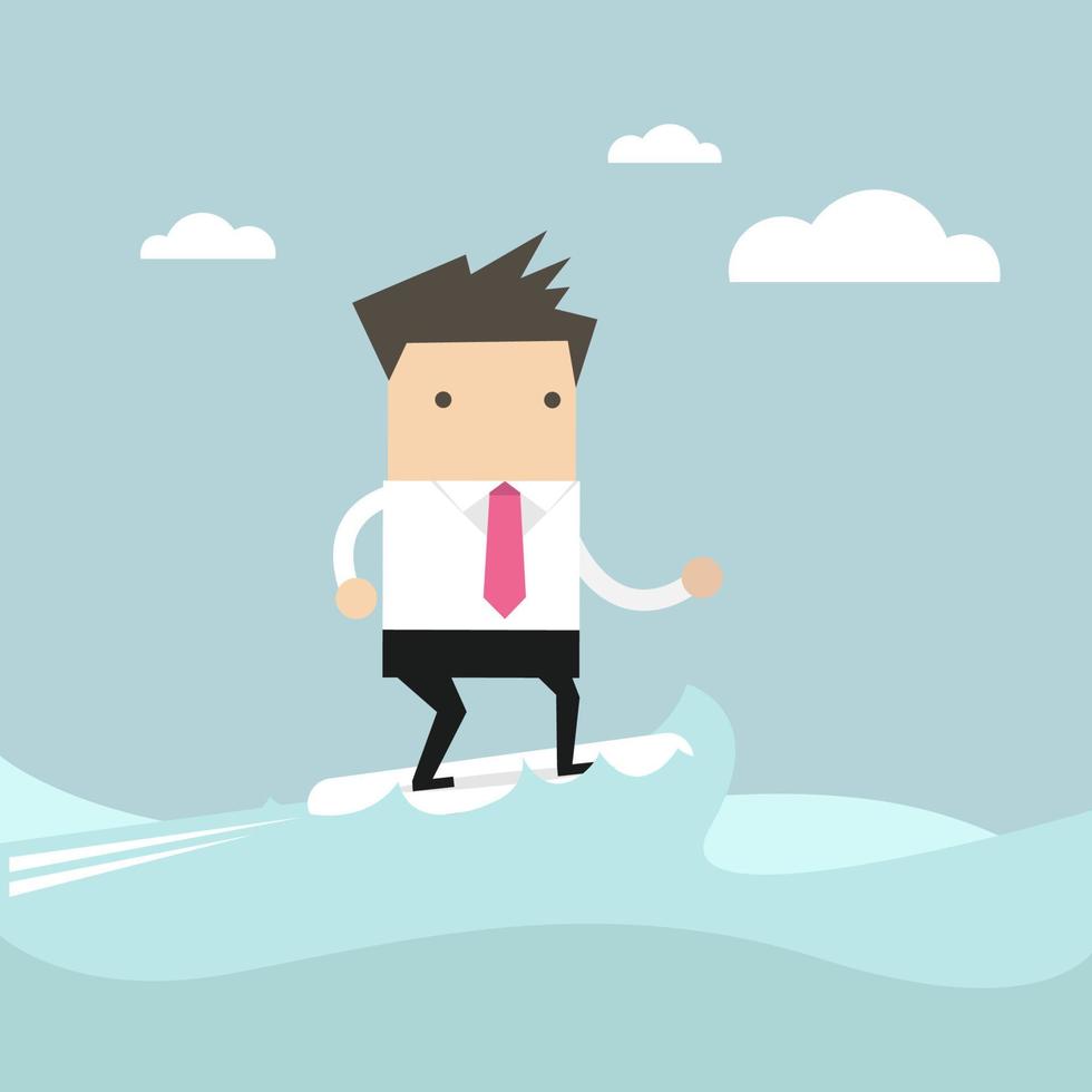 Businessman surfing on the wave. vector