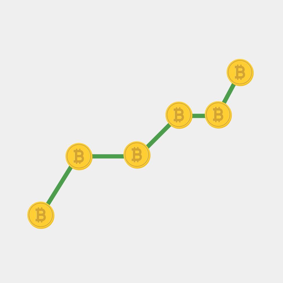 Growth graph with bitcoin sign. vector