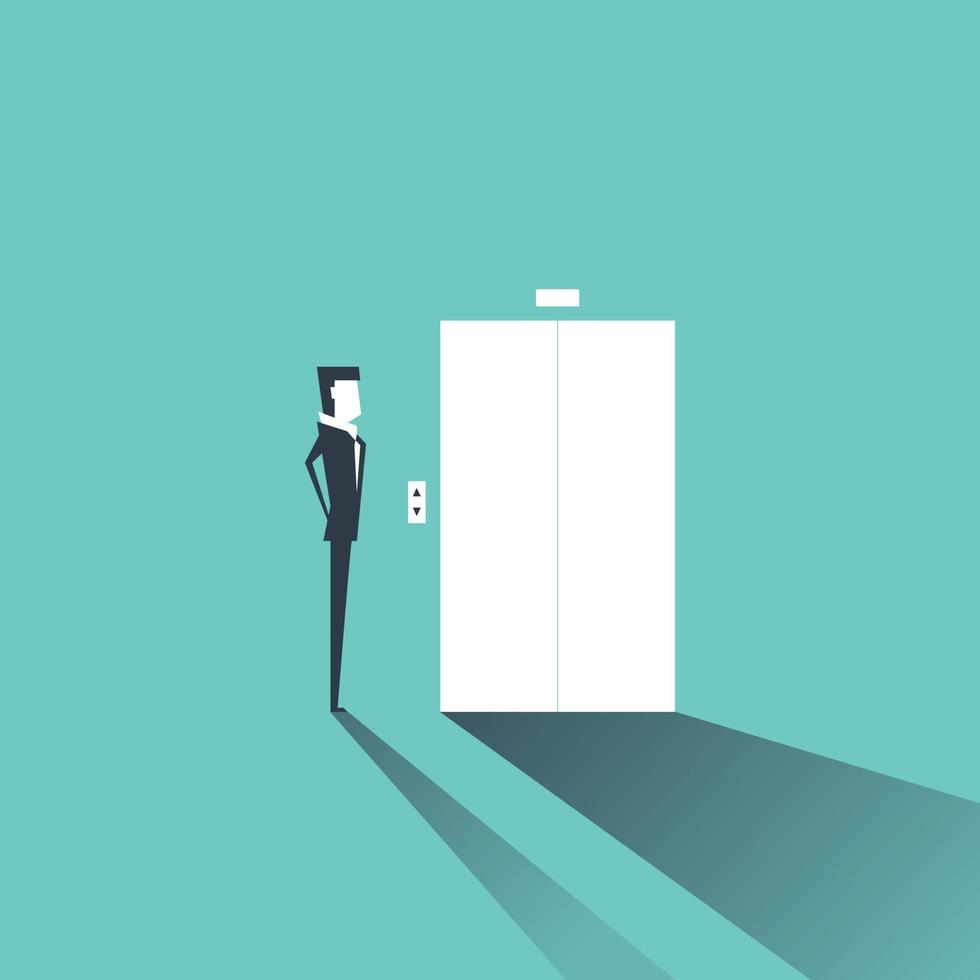 Businessman waiting for the elevator. vector