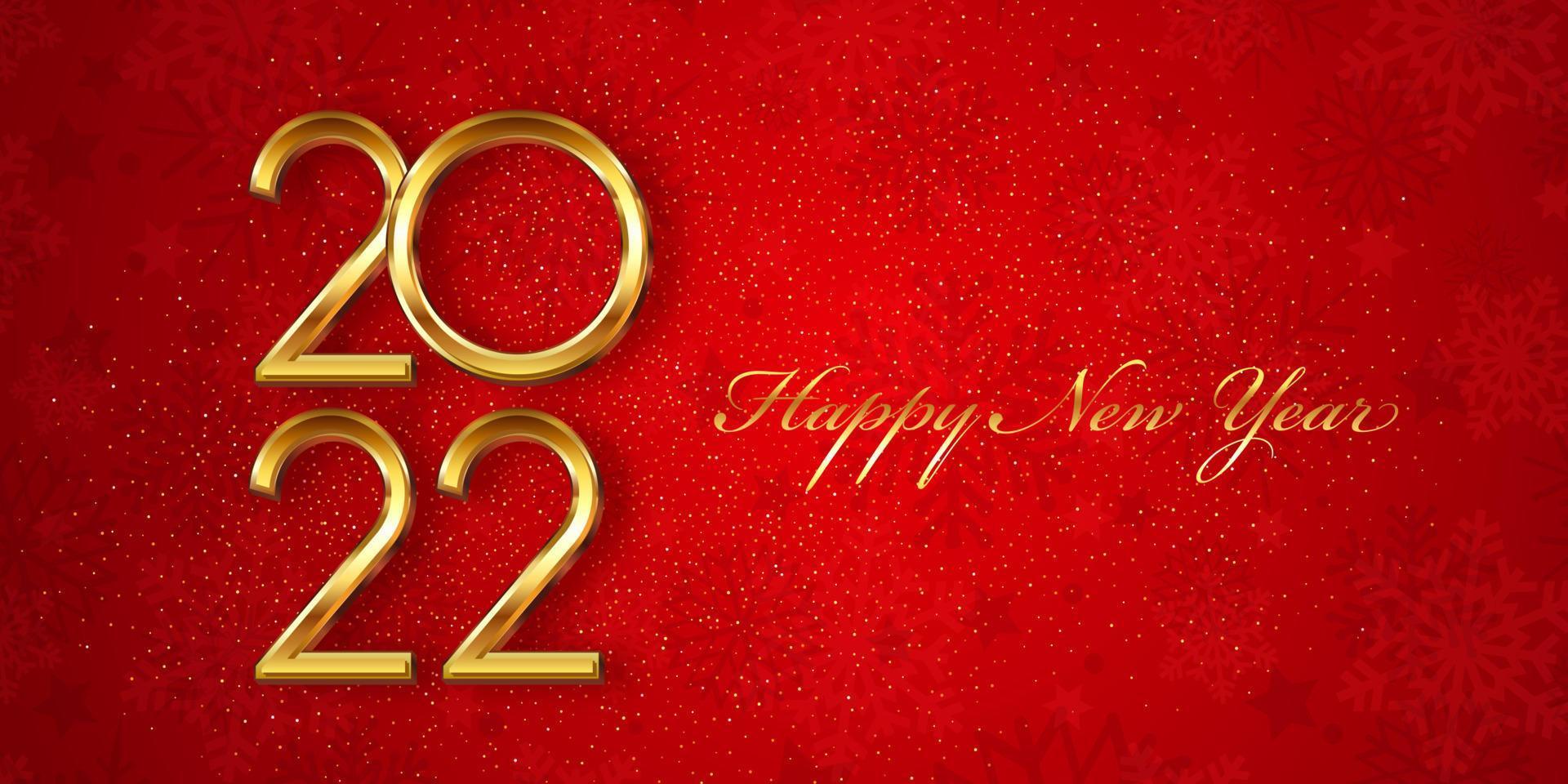 red and gold happy new year banner vector