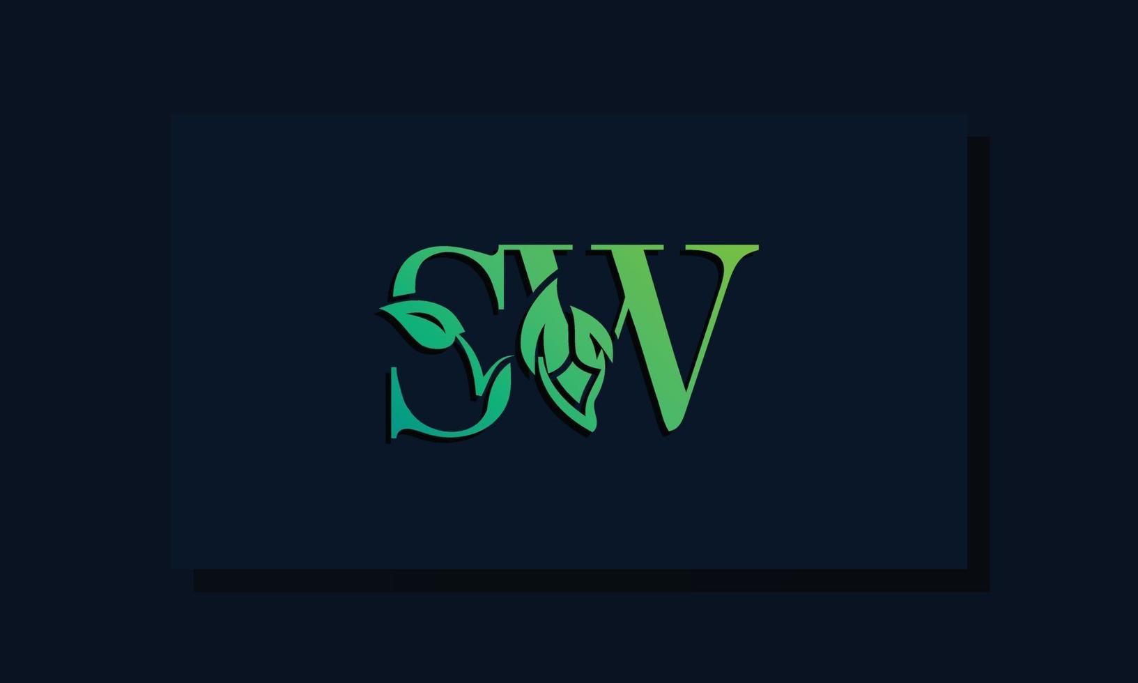 Minimal leaf style Initial SW logo vector