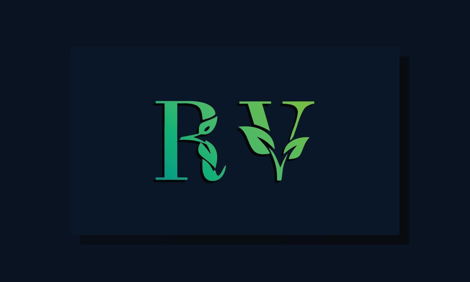 Minimal leaf style Initial RA logo. vector