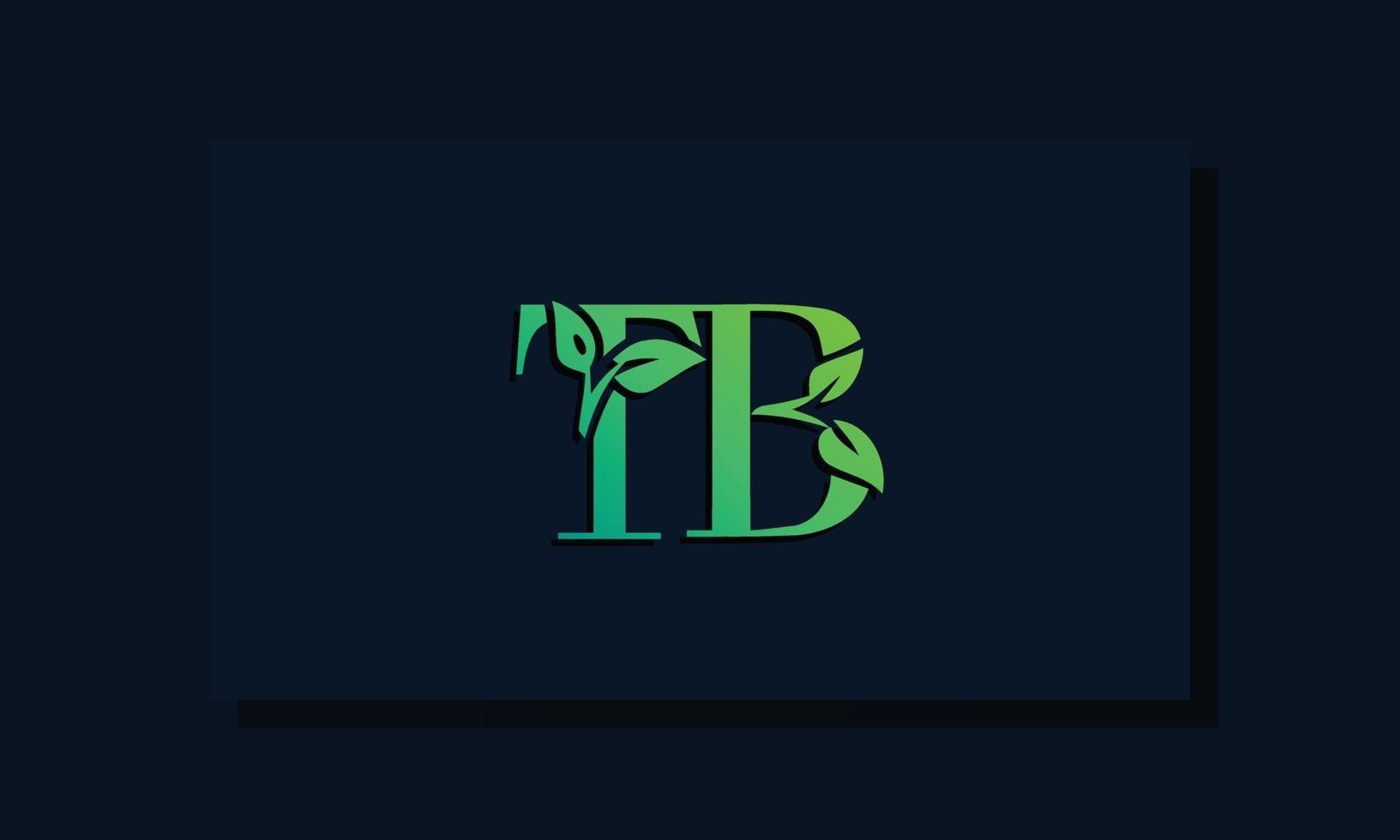 logotipo de tb inicial de estilo de hoja mínima vector