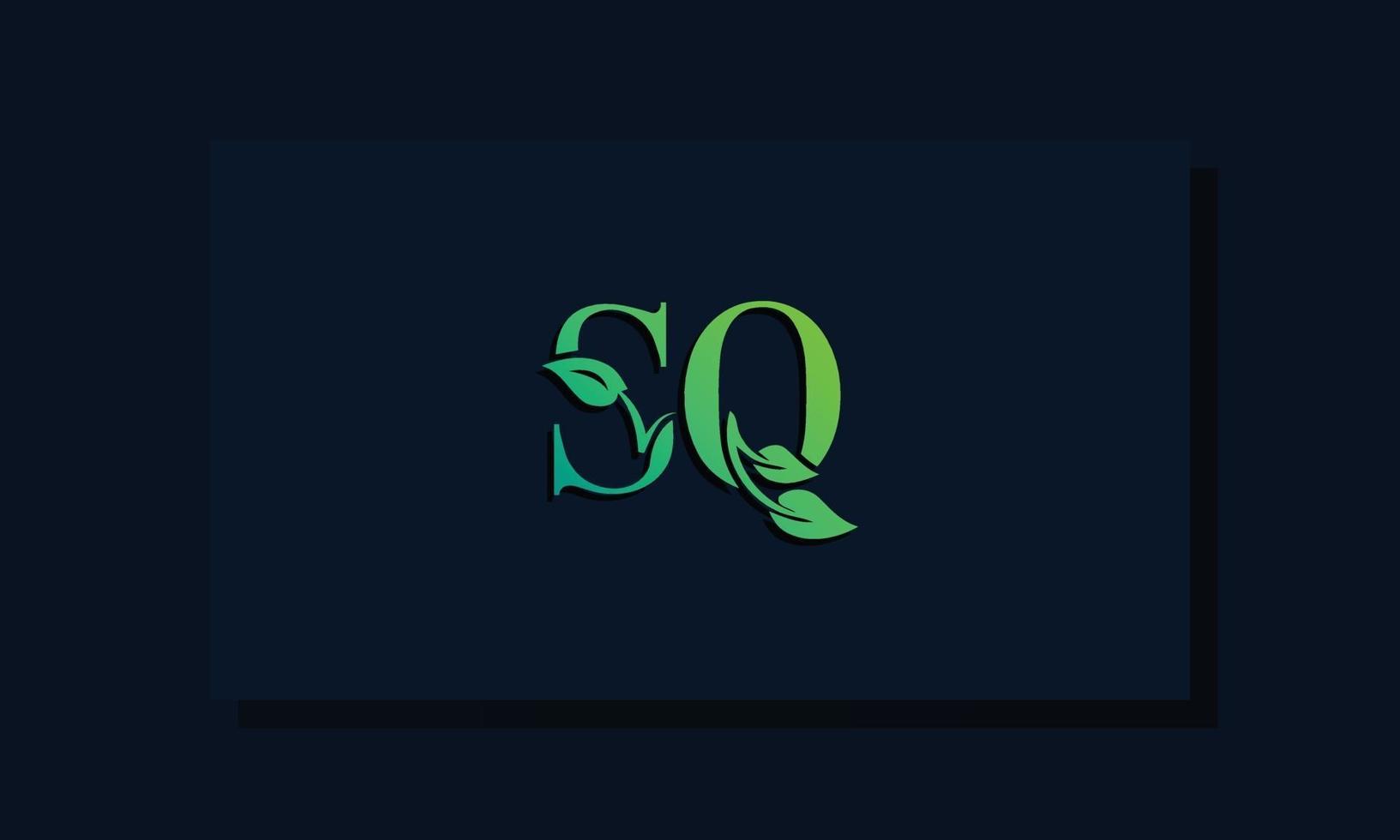 logotipo de sq inicial de estilo de hoja mínima vector