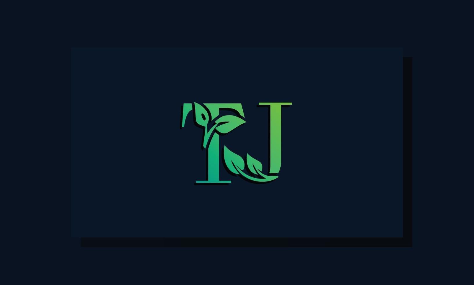 Minimal leaf style Initial TJ logo vector