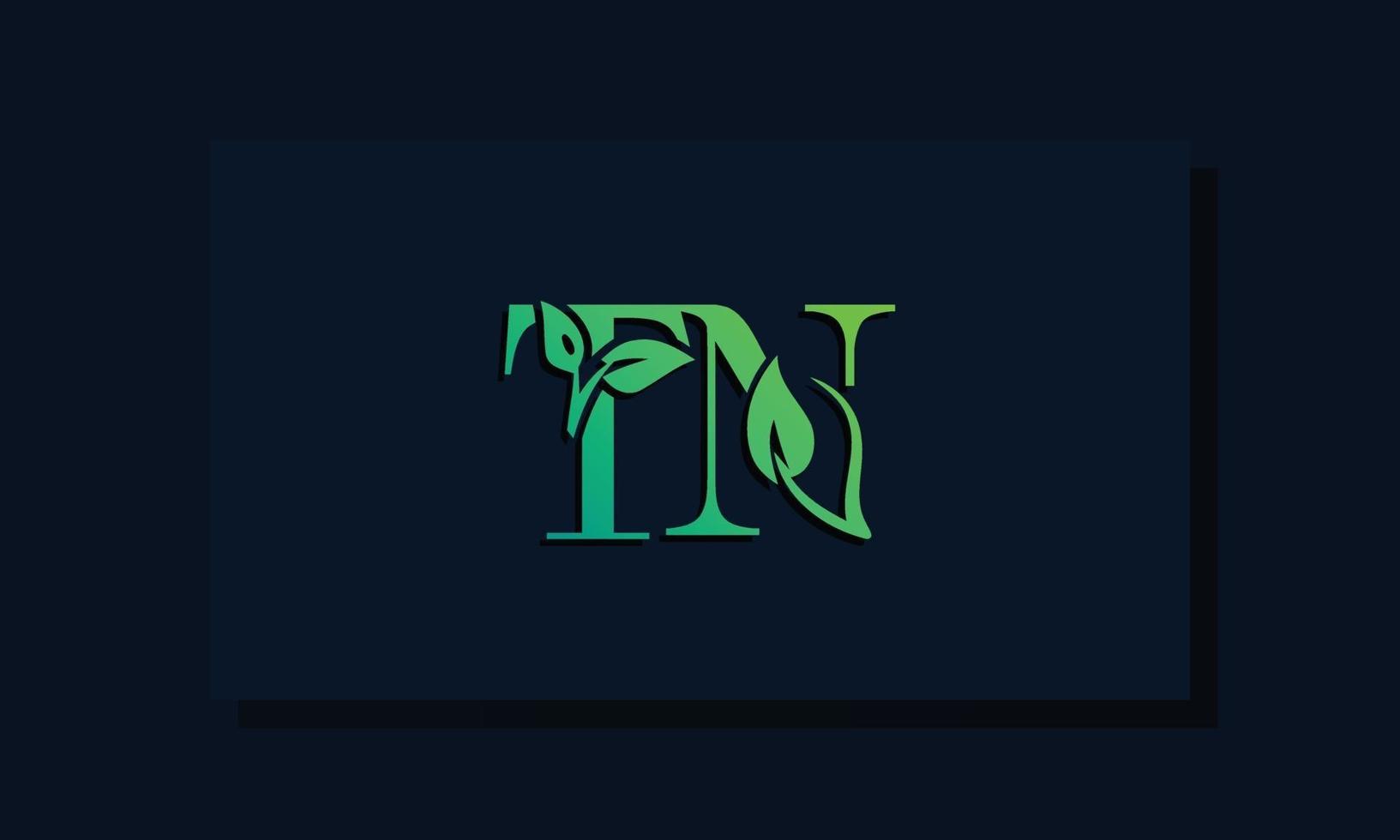 logotipo de tn inicial de estilo de hoja mínima vector