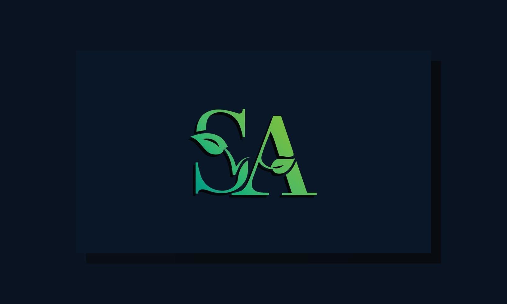 Minimal leaf style Initial SA logo vector