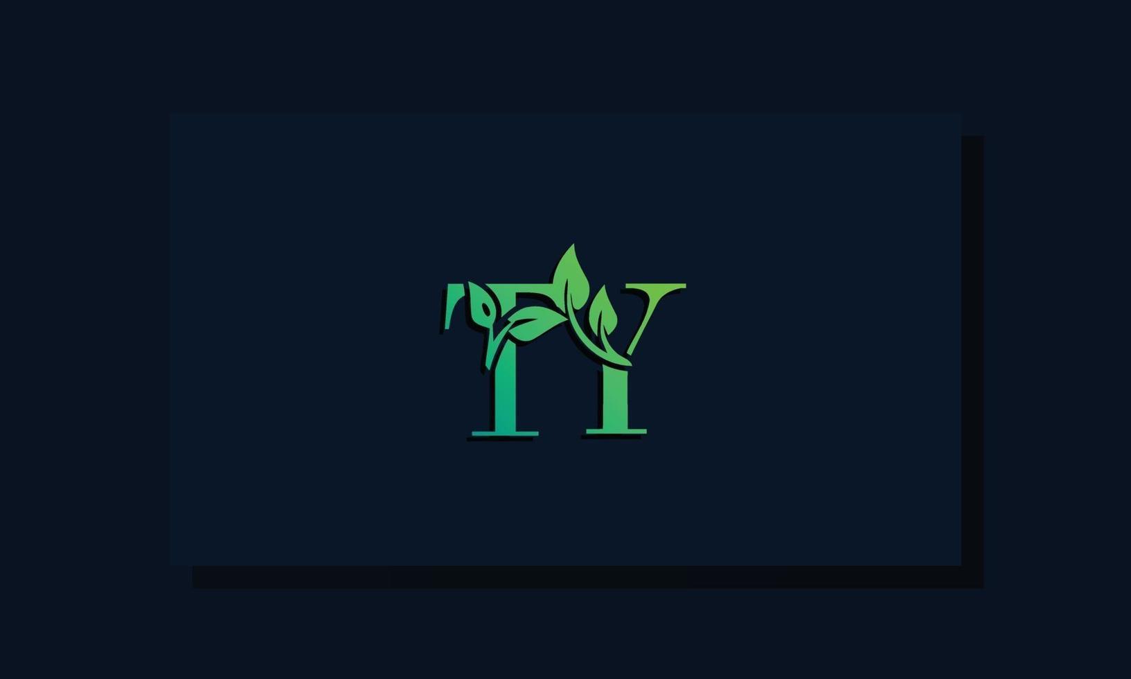 logotipo de ty inicial de estilo de hoja mínima vector