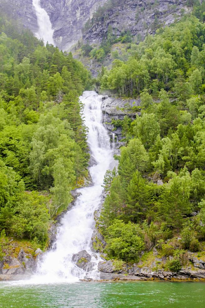 Waterfall in Aurlandsfjord Aurland Sognefjord in Norway. photo